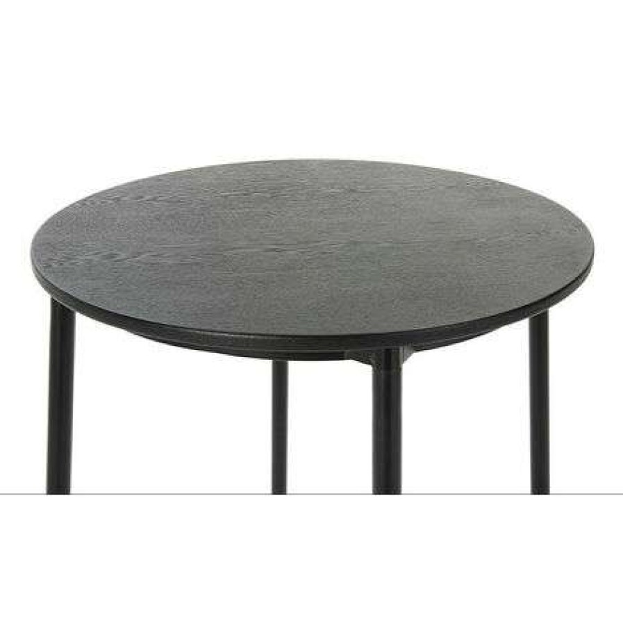 Table Haute Et Bar * | Grosses Soldes Les Tendances Table Haute Ronde Bois Massif Et Pieds Metal Noir Lava 70 Cm