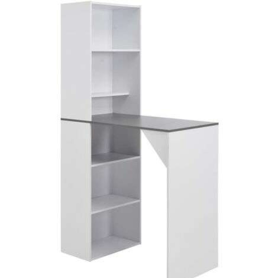 Table Haute Et Bar * | Bon Marche Happyshopping Table De Bar Avec Armoire Blanc 115 X 59 X 200 Cm