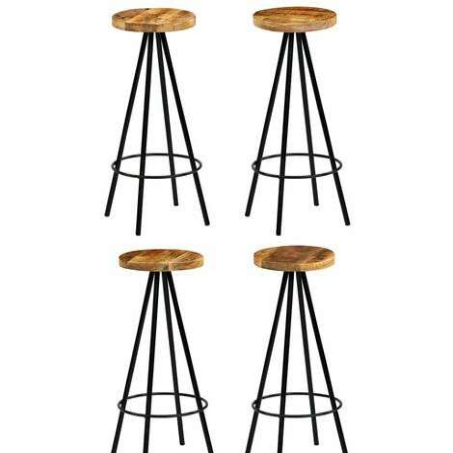 Table Haute Et Bar * | Sortie Nova Bar De La Barre Placee En Bois De Mangue Solide Avec Divers Repousses De Pieds Chaises De Bar 4 Pcs Bois De Manguier Solide Des Modeles : 4 Pieces