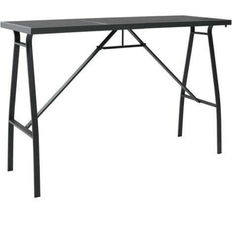 Table Haute Et Bar * | De Gros Nova Divers Table De Bar En Verre Trempe Noir Table De Bar De Jardin Noir 180X60X110 Cm Verre Trempe Taille : 180X60X110 Cm