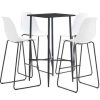 Table Haute Et Bar * | Meilleure Vente Asupermall Ensemble De Bar 5 Pcs Plastique Blanc