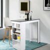 Table Haute Et Bar * | Grosses Soldes Skecten Table Bar Avec Rangements, Panneaux De Particules Melamines, 115 X 50 X 103Cm (Lxpxa), Blanc + Noir