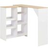 Table Haute Et Bar * | Budget Asupermall Table De Bar Avec Tablette Amovible Blanc 138 X 40 X 120 Cm