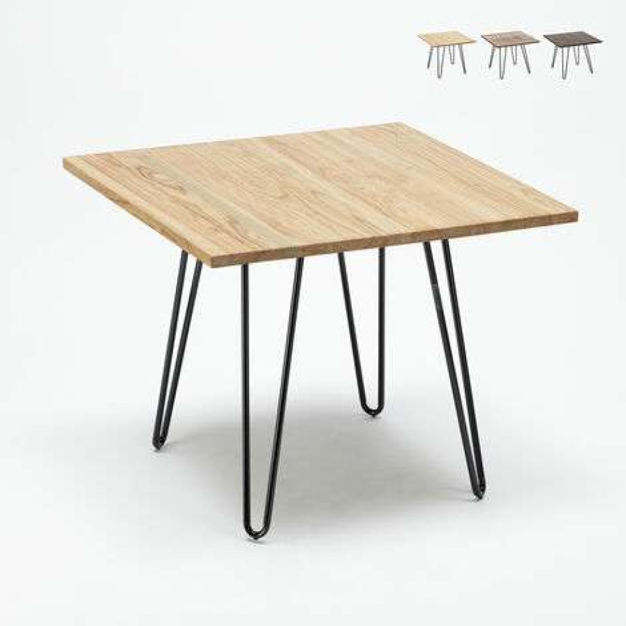 Table Haute Et Bar * | Meilleure Vente Ahd Amazing Home Design Table Industrielle En Acier Metal Et Bois 80 80 Bar Et Maison Hammer | Couleur: Beige