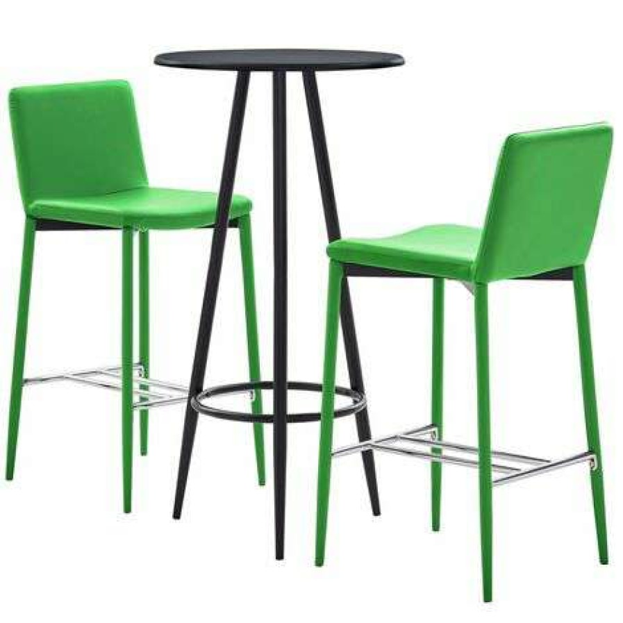 Table Haute Et Bar * | Bon Marche Hommoo Ensemble De Bar 3 Pcs Similicuir Vert Hdv21902