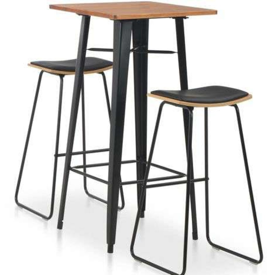 Table Haute Et Bar * | Meilleure Affaire Topdeal Mobilier De Bar 3 Pcs Acier Noir