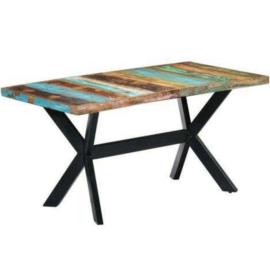 Table Haute Et Bar * | Sortie Fimei Table De Salle A Manger 160X80X75Cm Bois De Recuperation Massif