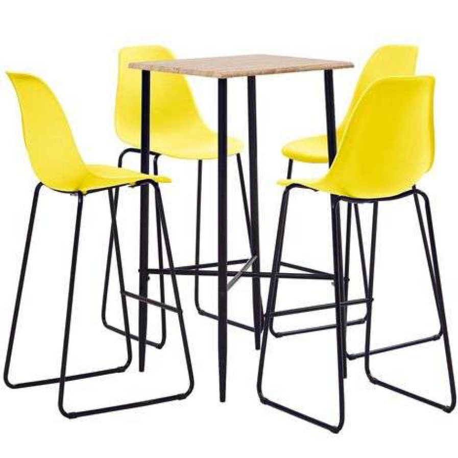 Table Haute Et Bar * | Acheter True Deal Ensemble De Bar 5 Pcs Plastique Jaune