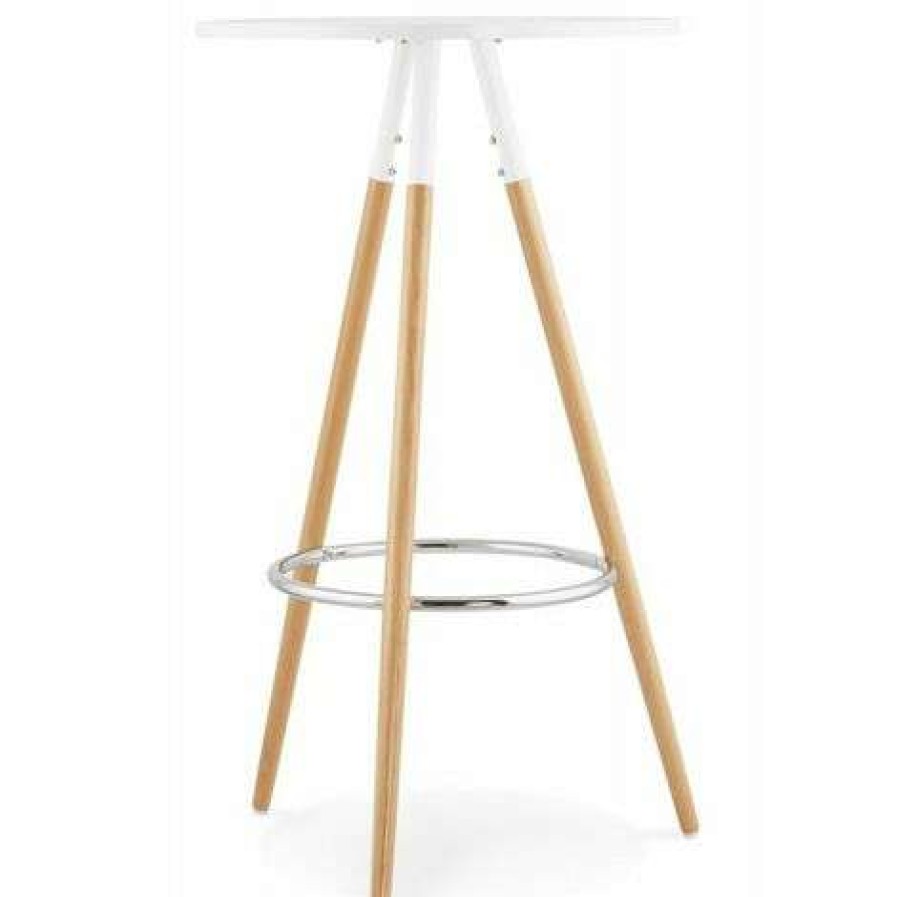 Table Haute Et Bar * | Les Meilleures Critiques De Paris Prix Table De Bar Uzak 101Cm Blanc