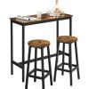 Table Haute Et Bar * | Sortie Vasagle Ensemble De Table Et Tabourets Hauts, Table De Cuisine Avec 2 Chaises De Bar, Pour Salle A Manger, Cadre En Acier, Style Industriel, Marron Rustique Et Noir Par Songmics Lbt219B01 Marron Rustique Et Noir