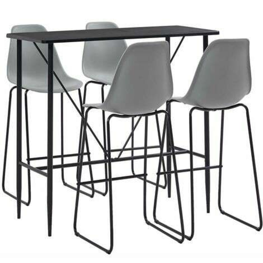 Table Haute Et Bar * | Nouveau Hommoo Ensemble De Bar 5 Pcs Plastique Gris Hdv22008