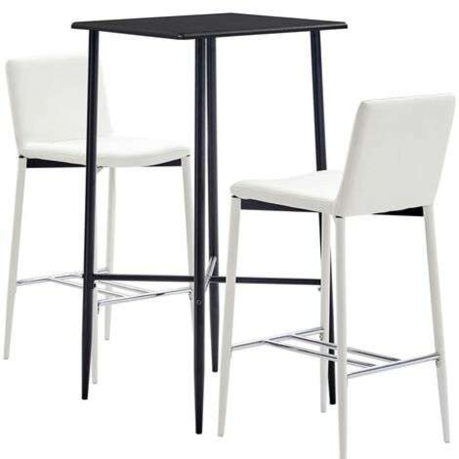 Table Haute Et Bar * | Vente Flash Youthup Ensemble De Bar 3 Pcs Similicuir Blanc Blanc