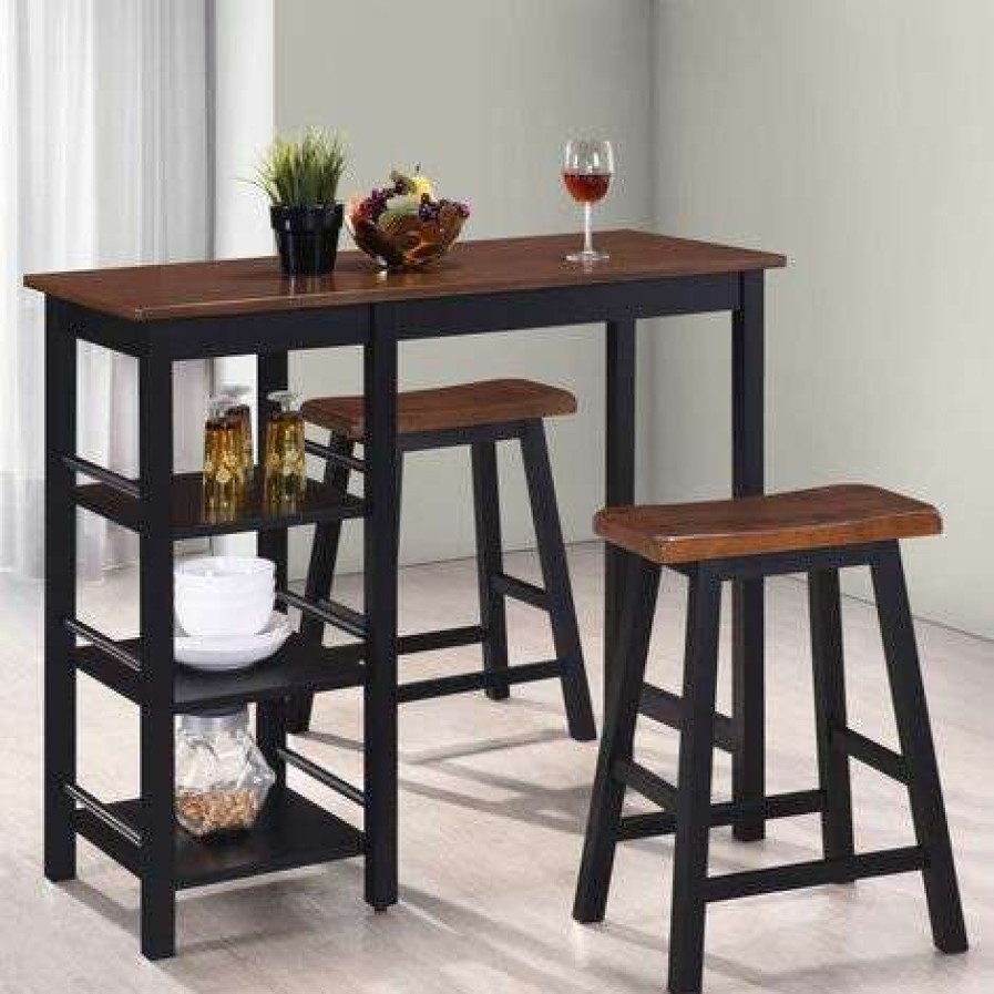 Table Haute Et Bar * | Remise Ensemble De Bar 3 Pcs Mdf Noir Vidaxl