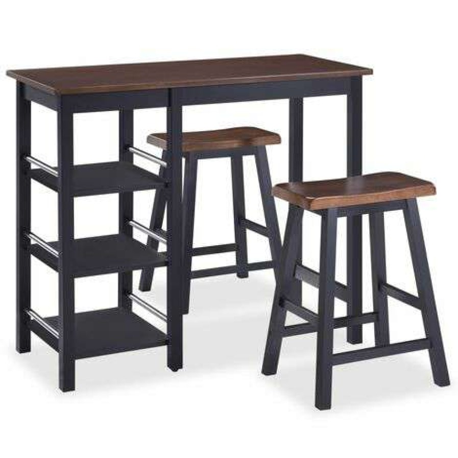 Table Haute Et Bar * | Remise Ensemble De Bar 3 Pcs Mdf Noir Vidaxl