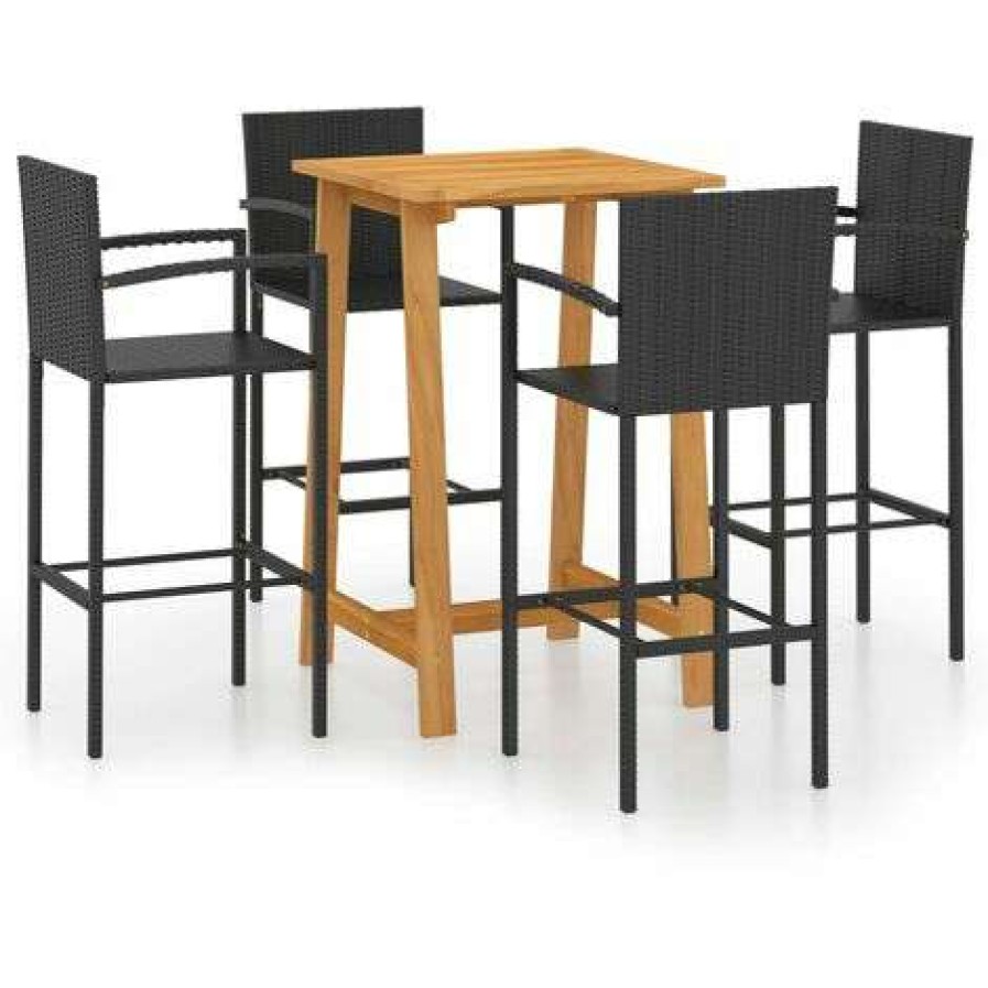 Table Haute Et Bar * | Offres Youthup Ensemble De Bar De Jardin 5 Pcs Noir Noir