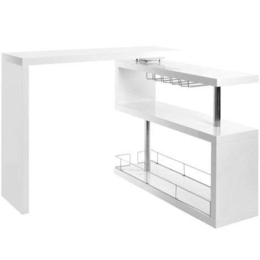 Table Haute Et Bar * | Le Moins Cher Miliboo Bar Design Laque Blanc Amovible Max Blanc Laque