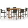 Table Haute Et Bar * | Nouveau Topdeal Ensemble De Bar De Jardin 7 Pcs Marron Ff3068016_Fr