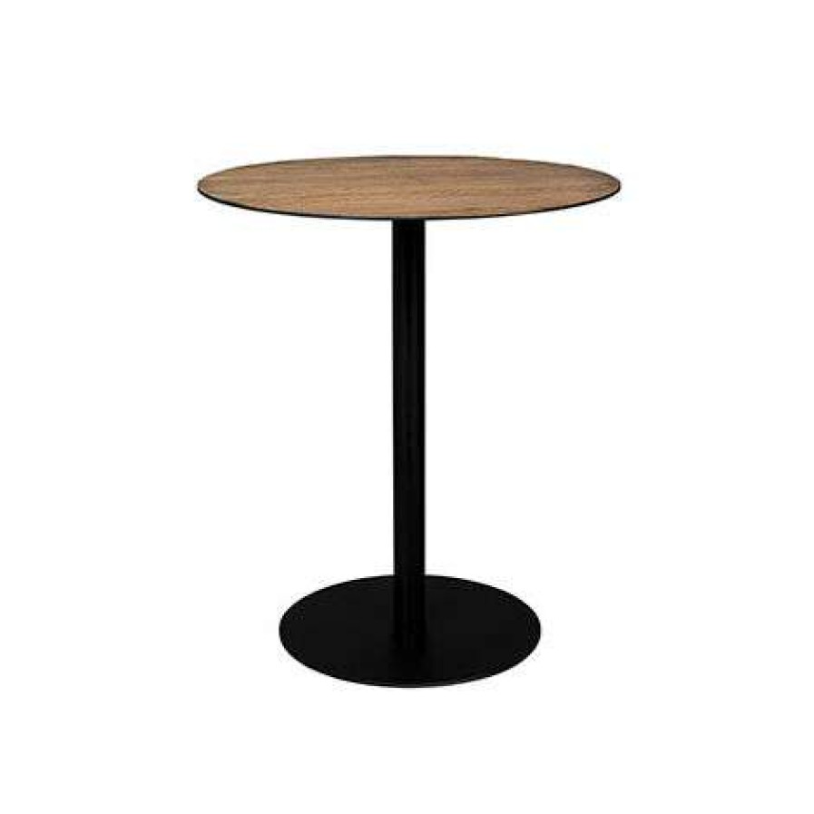 Table Haute Et Bar * | Le Moins Cher Dutchbone Table De Bar Ronde 75 93 Cm Decor Chene Et Metal Braza