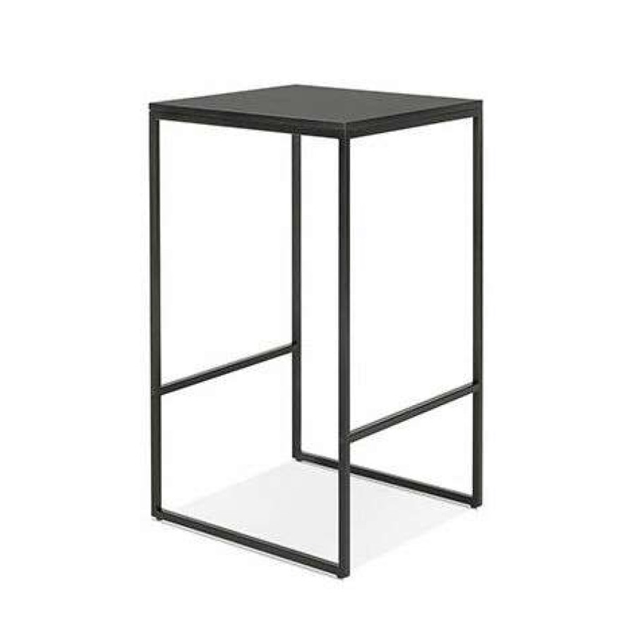 Table Haute Et Bar * | Meilleure Affaire M&S Table De Bar Carree 60 102 Cm En Bois Et Metal Noir