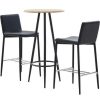 Table Haute Et Bar * | Coupon Asupermall Ensemble De Bar 3 Pcs Similicuir Noir