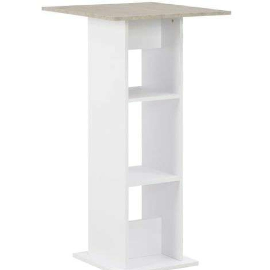 Table Haute Et Bar * | Acheter Topdeal Table De Bar Blanc Et Beton 60X60X110 Cm