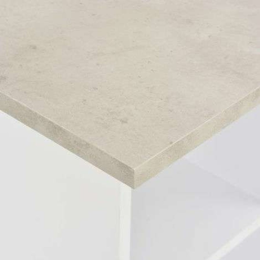 Table Haute Et Bar * | Acheter Topdeal Table De Bar Blanc Et Beton 60X60X110 Cm