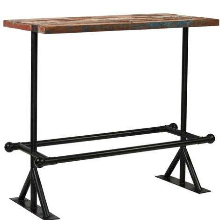 Table Haute Et Bar * | Meilleure Affaire Hommoo Table De Bar Bois Massif Recycle Multicolore 120 X 60 X 107 Cm Hdv11376