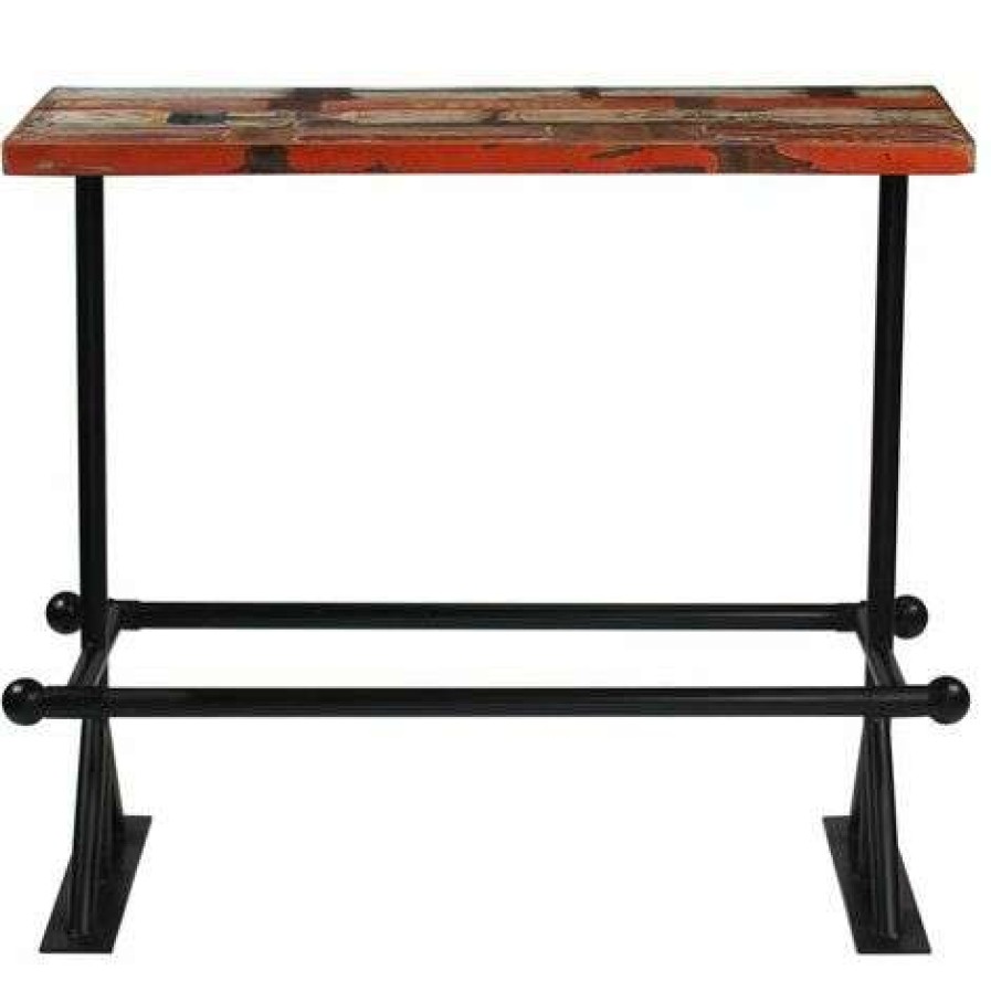 Table Haute Et Bar * | Meilleure Affaire Hommoo Table De Bar Bois Massif Recycle Multicolore 120 X 60 X 107 Cm Hdv11376