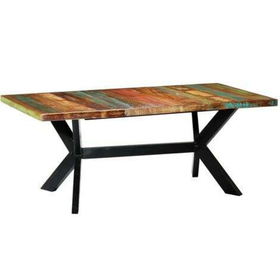 Table Haute Et Bar * | Les Meilleures Critiques De Inlife Table A Diner 200X100X75 Cm Bois De Recuperation Solide