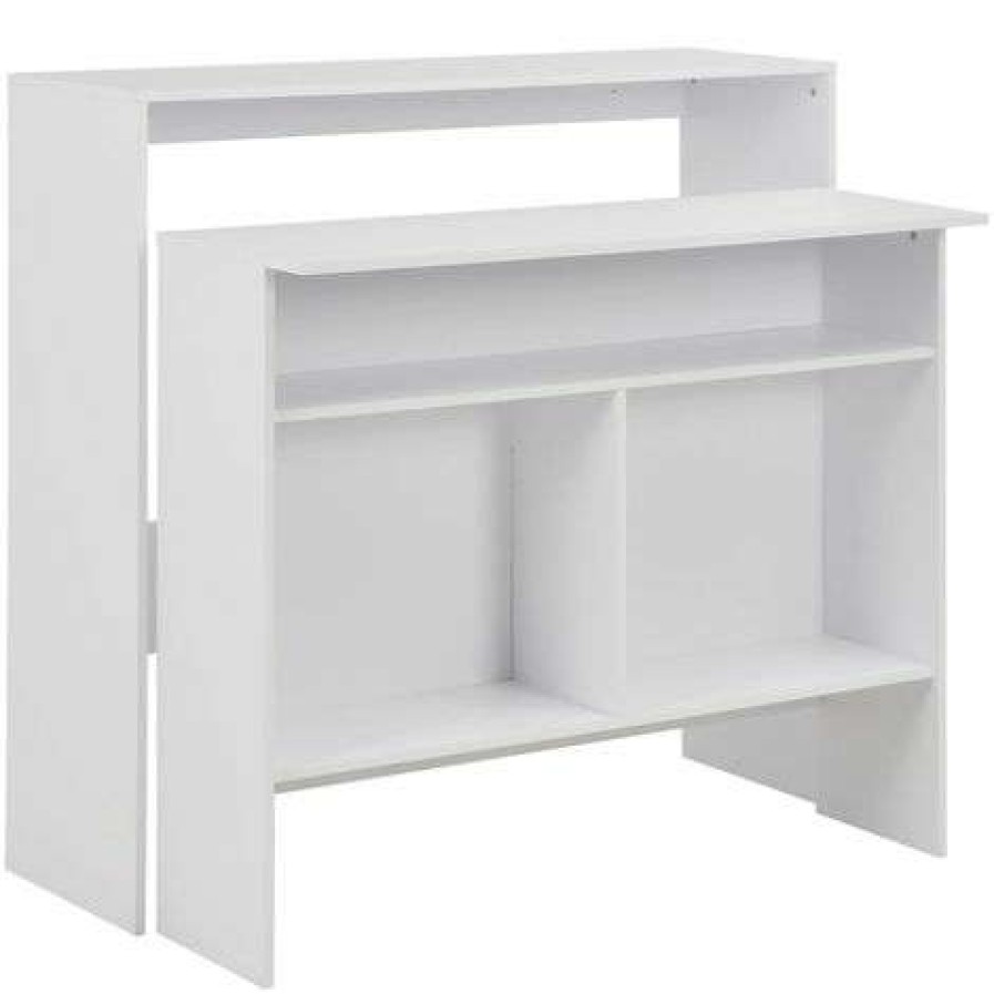 Table Haute Et Bar * | Coupon Topdeal Table De Bar Avec 2 Dessus De Table Blanc 130 X 40 X 120 Cm