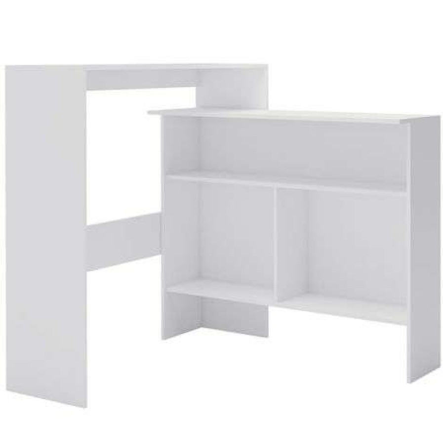 Table Haute Et Bar * | Coupon Topdeal Table De Bar Avec 2 Dessus De Table Blanc 130 X 40 X 120 Cm