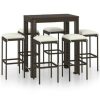 Table Haute Et Bar * | Les Meilleures Critiques De Topdeal Meuble De Bar De Jardin 7 Pcs Et Coussins Resine Tressee Marron Ff3064783_Fr