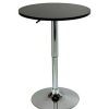 Table Haute Et Bar * | Remise Helloshop26 Table Haute En Mdf Et Acier Chrome Reglable En Hauteur Noir Noir