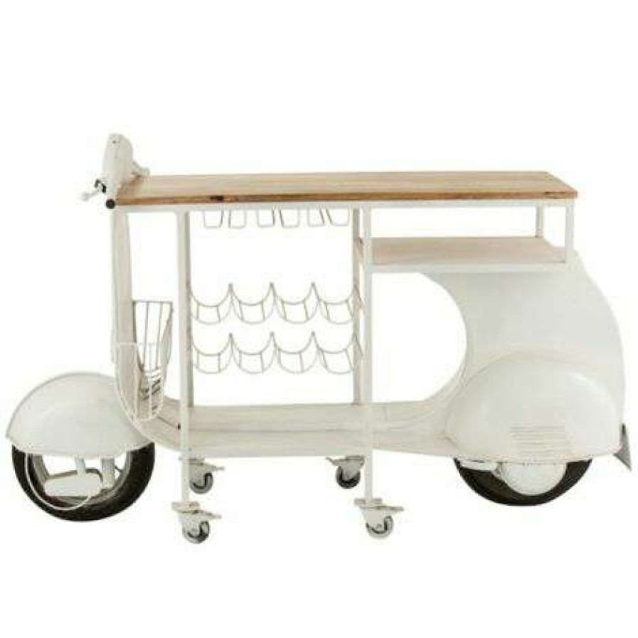 Table Haute Et Bar * | Promo Paris Prix Table De Bar & Range-Bouteilles Scooter 180Cm Blanc