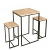 Table Haute Et Bar * | Top 10 Urban Living Table Haute Carree Avec Tabourets Chicago Noir Naturel Fonce/Noir