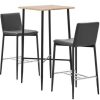 Table Haute Et Bar * | Sortie True Deal Ensemble De Bar 3 Pcs Similicuir Gris