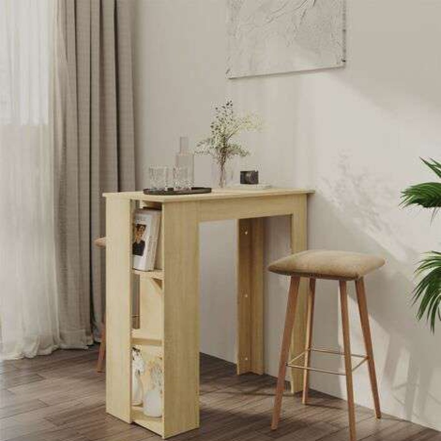 Table Haute Et Bar * | Remise True Deal Table De Bar Avec Etagere Chene Sonoma 102X50X103,5Cm Agglomere