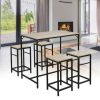 Table Haute Et Bar * | Bon Marche Wyctin Hofuton Set De 1 Table + 4 Tabourets Ensemble Table De Bar Bistrot + 4 Tabourets Avec Repose-Pieds Table Mange-Debout Table Haute Cuisine