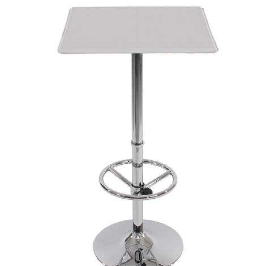 Table Haute Et Bar * | Remise Hhg Table De Bar / Table Haute Chicago, Avec Repose-Pied, 63X63X110Cm, Blanc