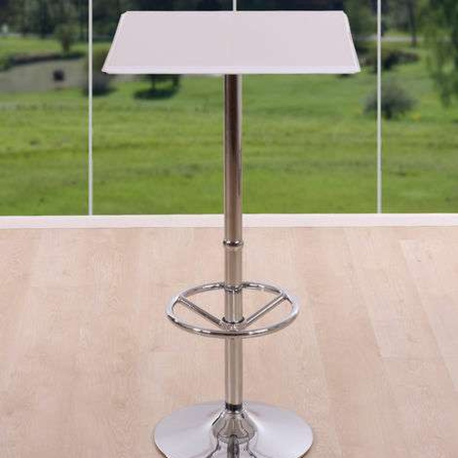 Table Haute Et Bar * | Remise Hhg Table De Bar / Table Haute Chicago, Avec Repose-Pied, 63X63X110Cm, Blanc