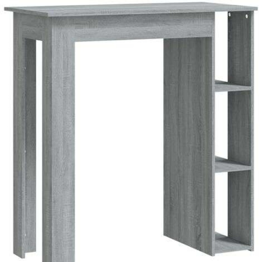 Table Haute Et Bar * | Les Meilleures Critiques De True Deal Table De Bar Avec Etagere Sonoma Gris 102X50X103,5 Cm Agglomere