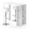 Table Haute Et Bar * | Remise Table De Bar Noel" Blanche Avec 2 Tabourets De Bar Vicco