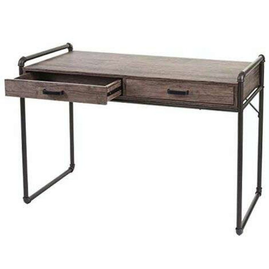 Table Haute Et Bar * | Sortie Nova Bureau De Bureau Pour Ordinateur Avec Cadre En Metal De Style Moderne De 2 Tiroirs