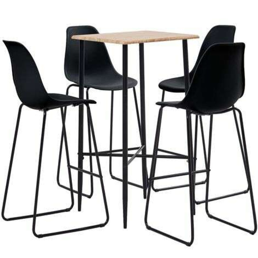 Table Haute Et Bar * | Nouveau True Deal Ensemble De Bar 5 Pcs Plastique Noir