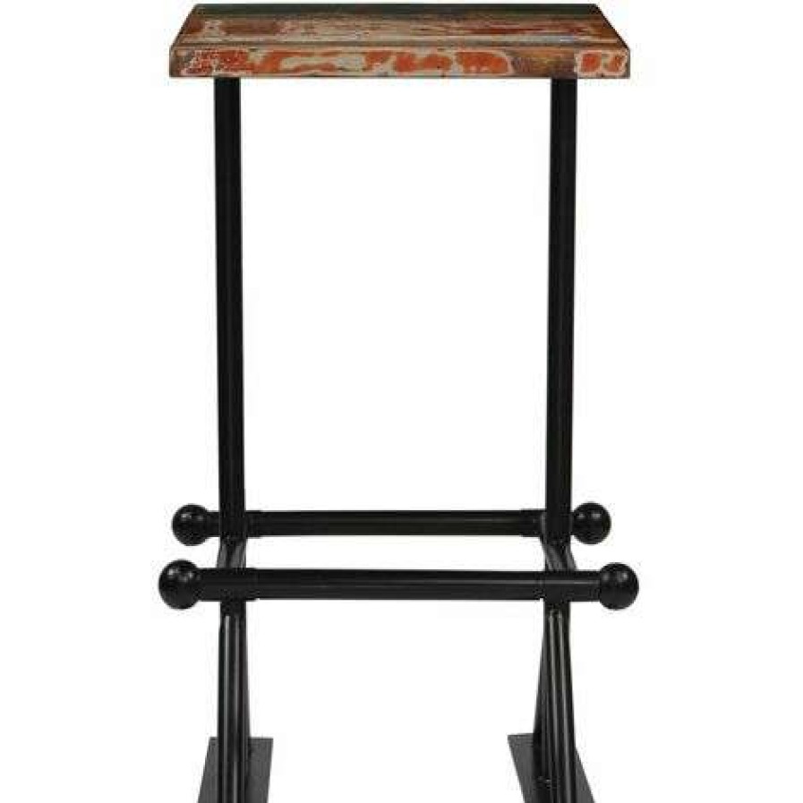 Table Haute Et Bar * | De Gros Hommoo Table De Bar Bois Recuperation Massif Multicolore 60X60X107 Cm Hdv11375