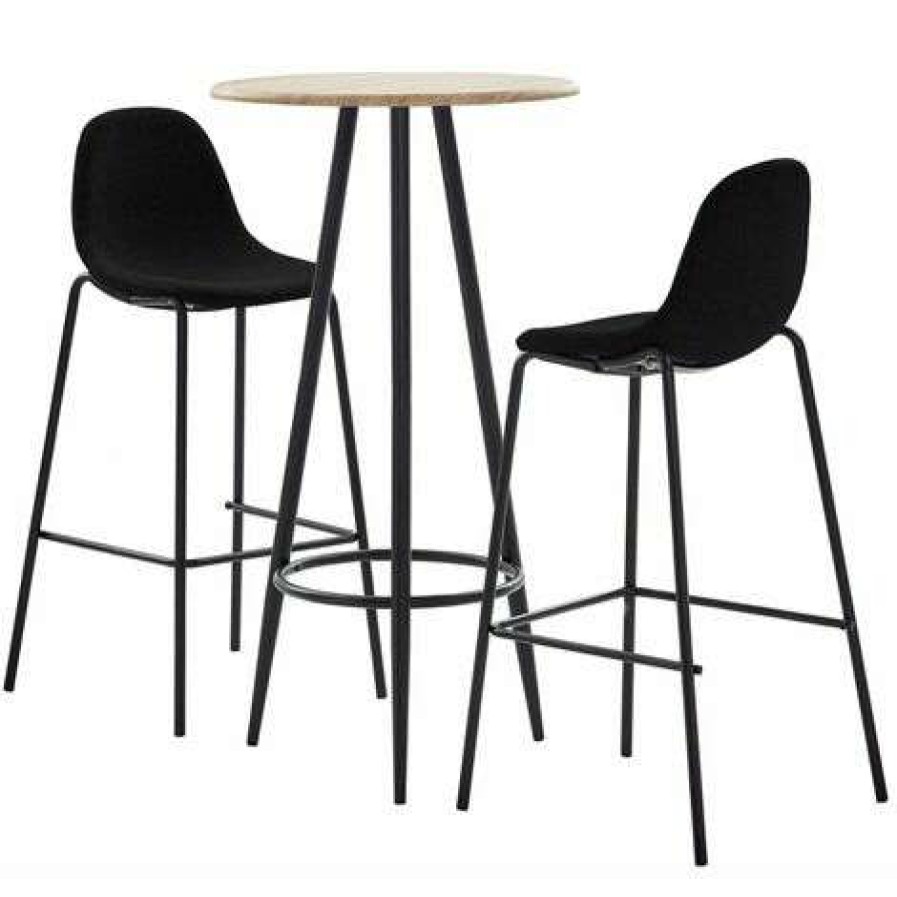 Table Haute Et Bar * | De Gros Asupermall Ensemble De Bar 3 Pcs Tissu Noir