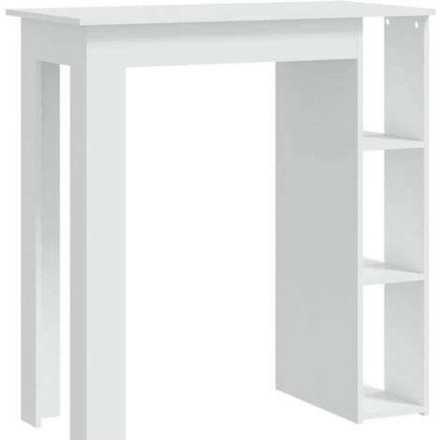 Table Haute Et Bar * | Promo Asupermall Table De Bar Avec Etagere Blanc 102X50X103,5 Cm Agglomere