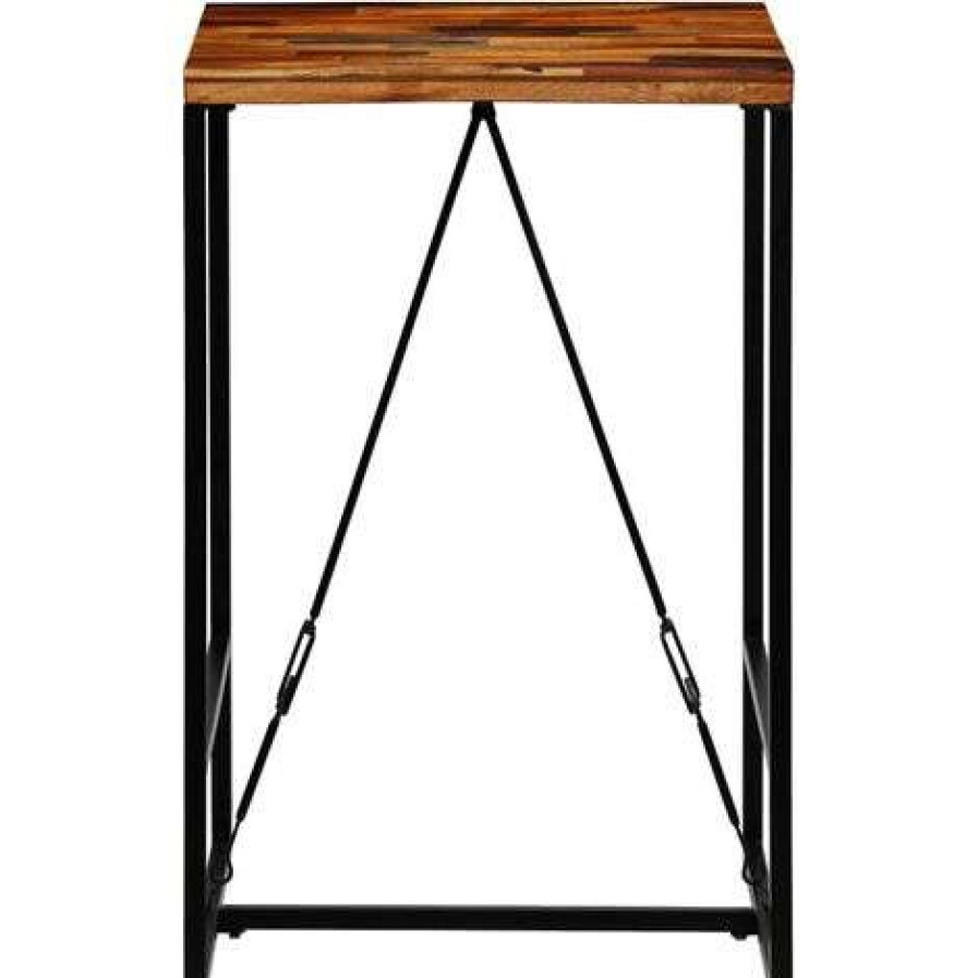 Table Haute Et Bar * | Nouveau Litzee Table De Bar Bois Recycle Solide 70 X 70 X 106 Cm #