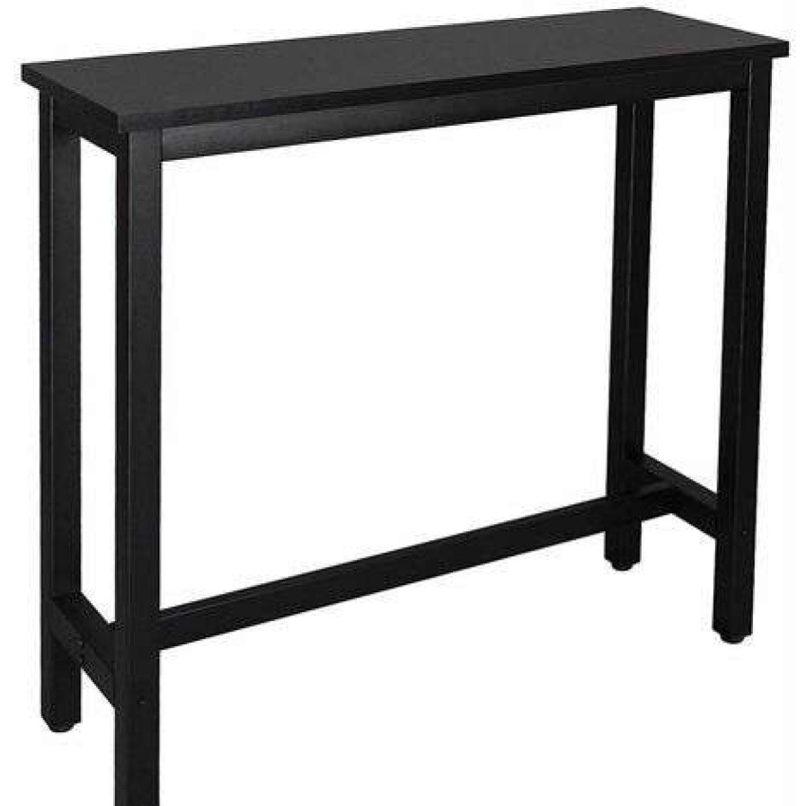 Table Haute Et Bar * | Remise Helloshop26 Table De Bar Moderne Avec Structure En Metal Et Mdf Dans Un Design Elegant Noir Metal