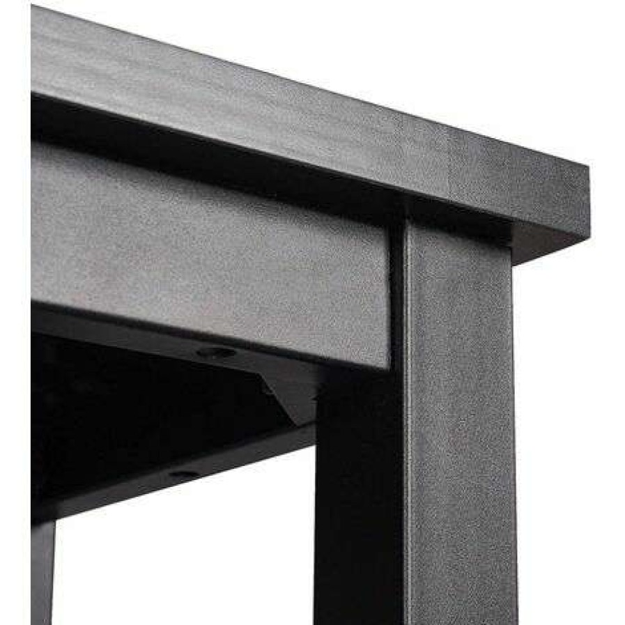 Table Haute Et Bar * | Remise Helloshop26 Table De Bar Moderne Avec Structure En Metal Et Mdf Dans Un Design Elegant Noir Metal